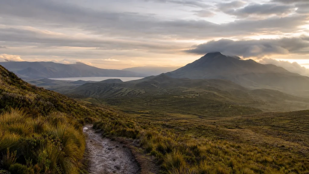 Sentier dans les hauts plateaux volcaniques de l'Équateur
