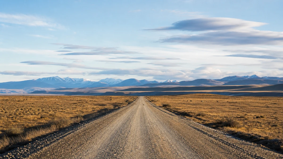 Piste de ripio de la Route 40 dans la steppe de Patagonie