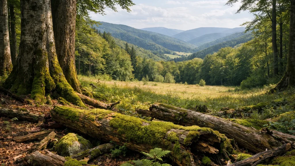 Paysage de voyage lié à parc poloniny slovaquie