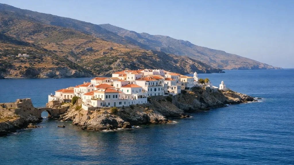 Paysage de voyage lié à visiter andros grèce