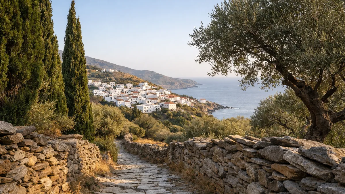 Paysage de voyage lié à visiter andros grèce