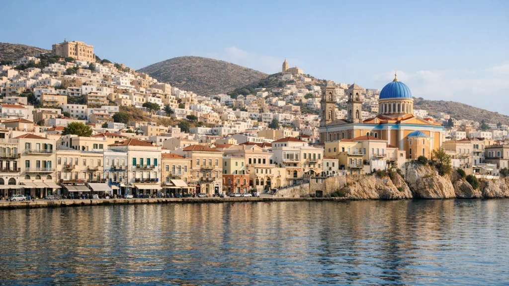 Paysage de voyage lié à visiter syros
